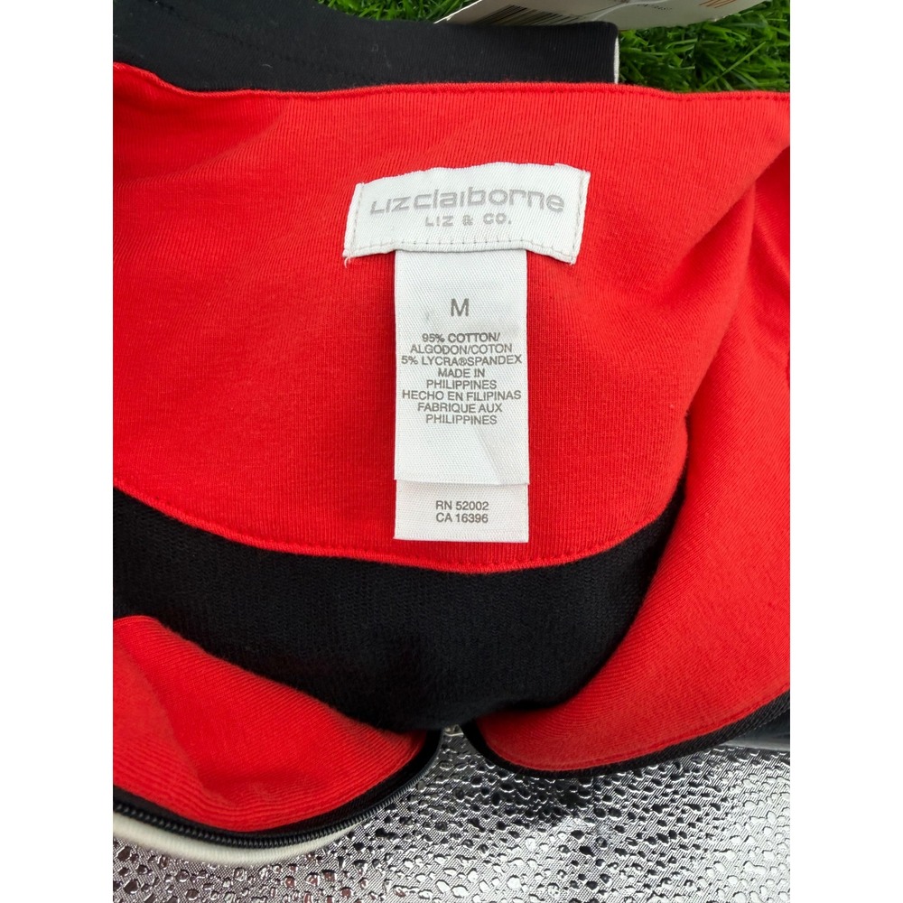 Liz Claiborne Liz & Co Womens Black Red Quarter Zip Long Sleeve Top M NEW - Picture 3 of 8